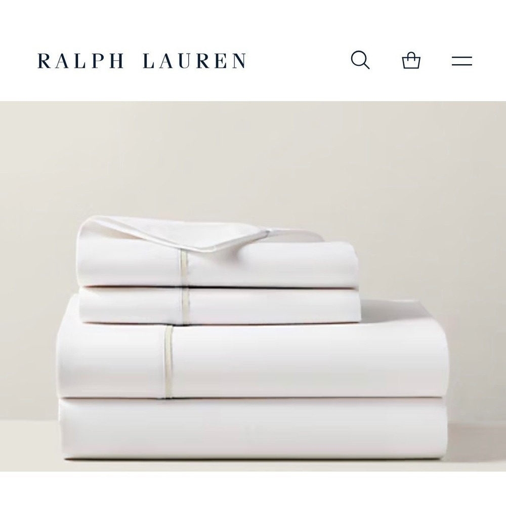 NWT Ralph Lauren Queen Flat Sheet Palmer Percale Navy Organic Cotton $175